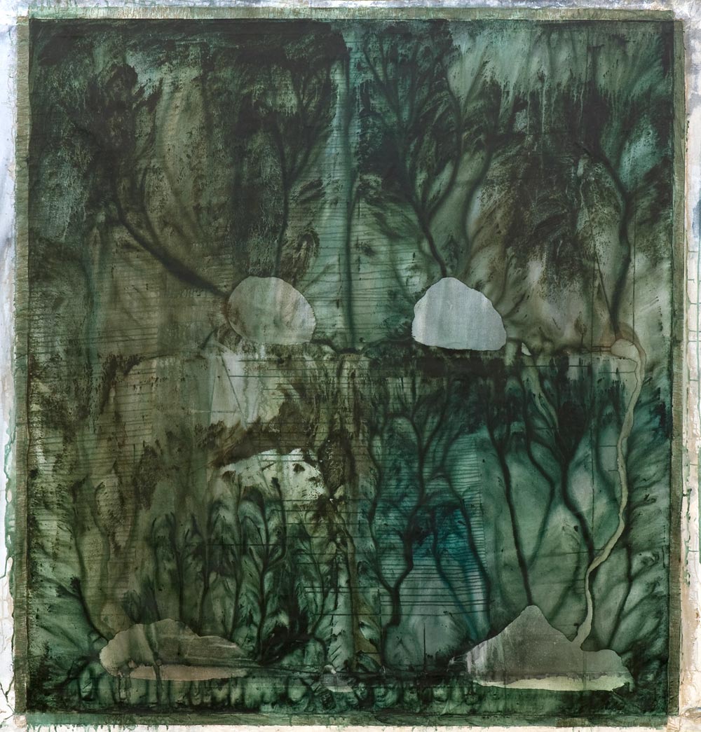 498 - false flat - sap green 1980 * 2075 mm acrylic and water colour on linen © Anita Levering 2010