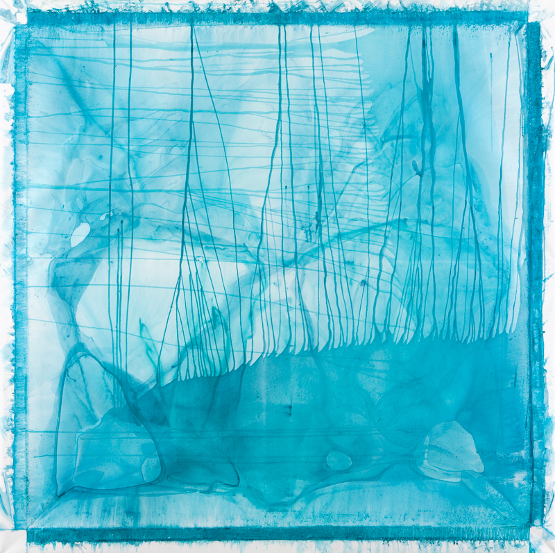 533 - mono - turquoise 1520 * 1520 mm acrylic on polyester © Anita Levering 2012