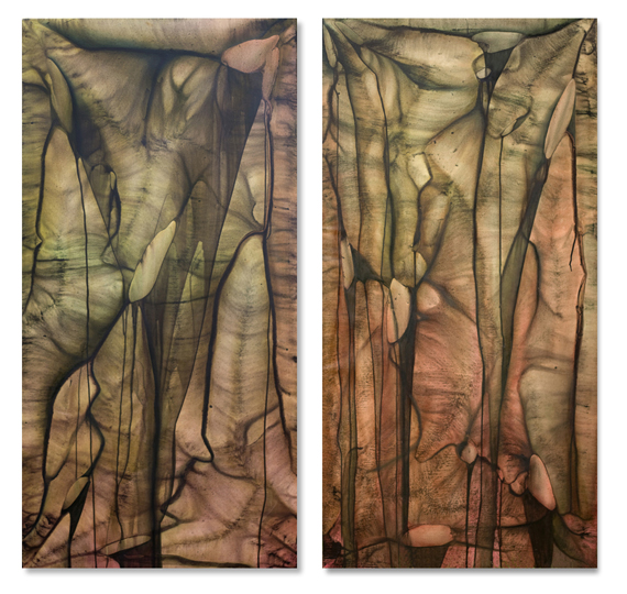 607 + 608 untitled 761 * 1520 mm acrylic & oil on polyester 2014