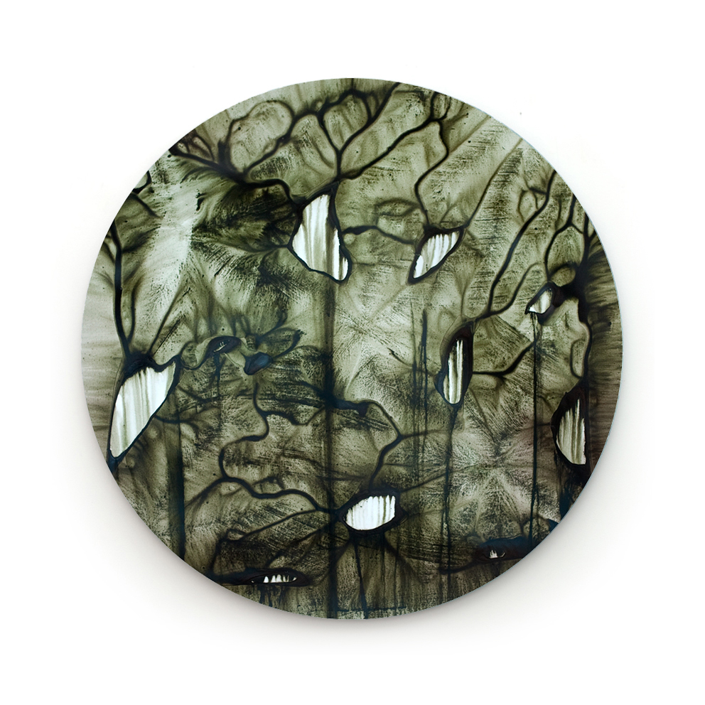 603 - untitled 1100 mm tondo acrylic on polyester 2014