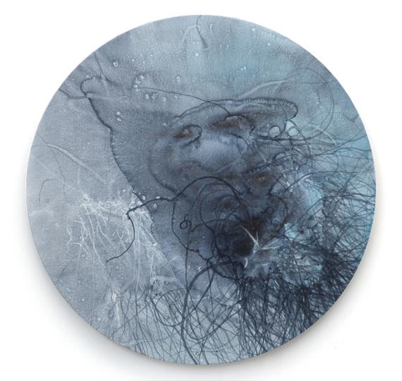 634 - retreat 800 mm tondo watercolor on polyester © Anita Levering 2015