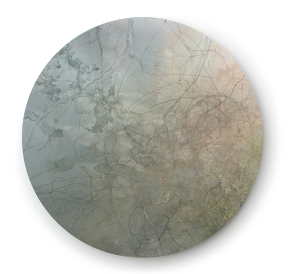 637 - morning fog 1000 mm tondo watercolor on board © Anita Levering 2015