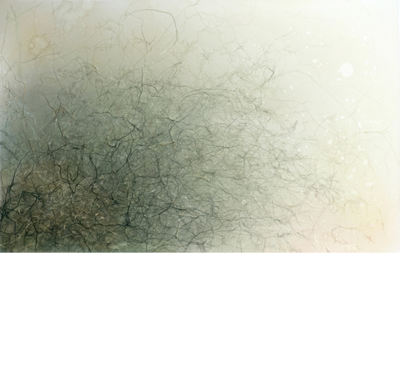 646 - vermigram 1600 * 1000 mm vermi solution, pigment on canvas © Anita Levering 2016