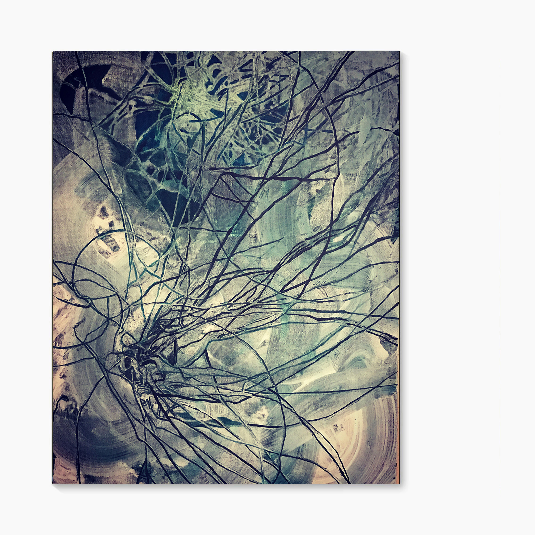 648 - bioturbation 1500 * 1500 mm vermi solution, pigment on canvas © Anita Levering 2016